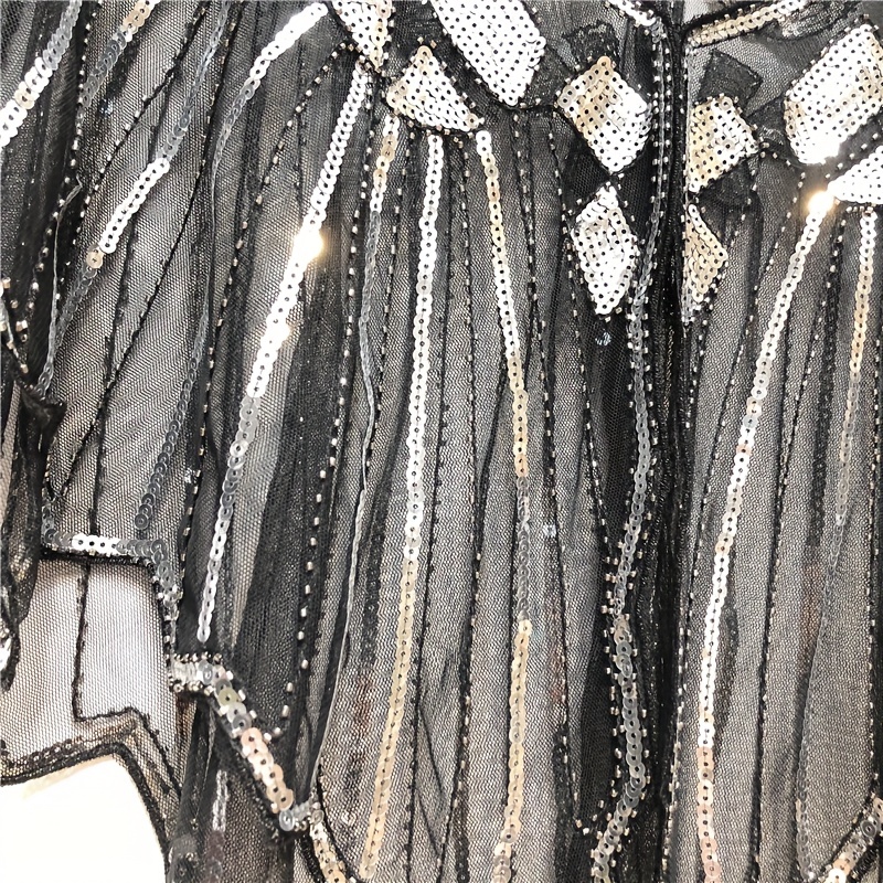 Шаль 1920-х годов, украшенная бисером и пайетками, вечерний накидка, свадебная шаль, волнистая блузка, детали 21