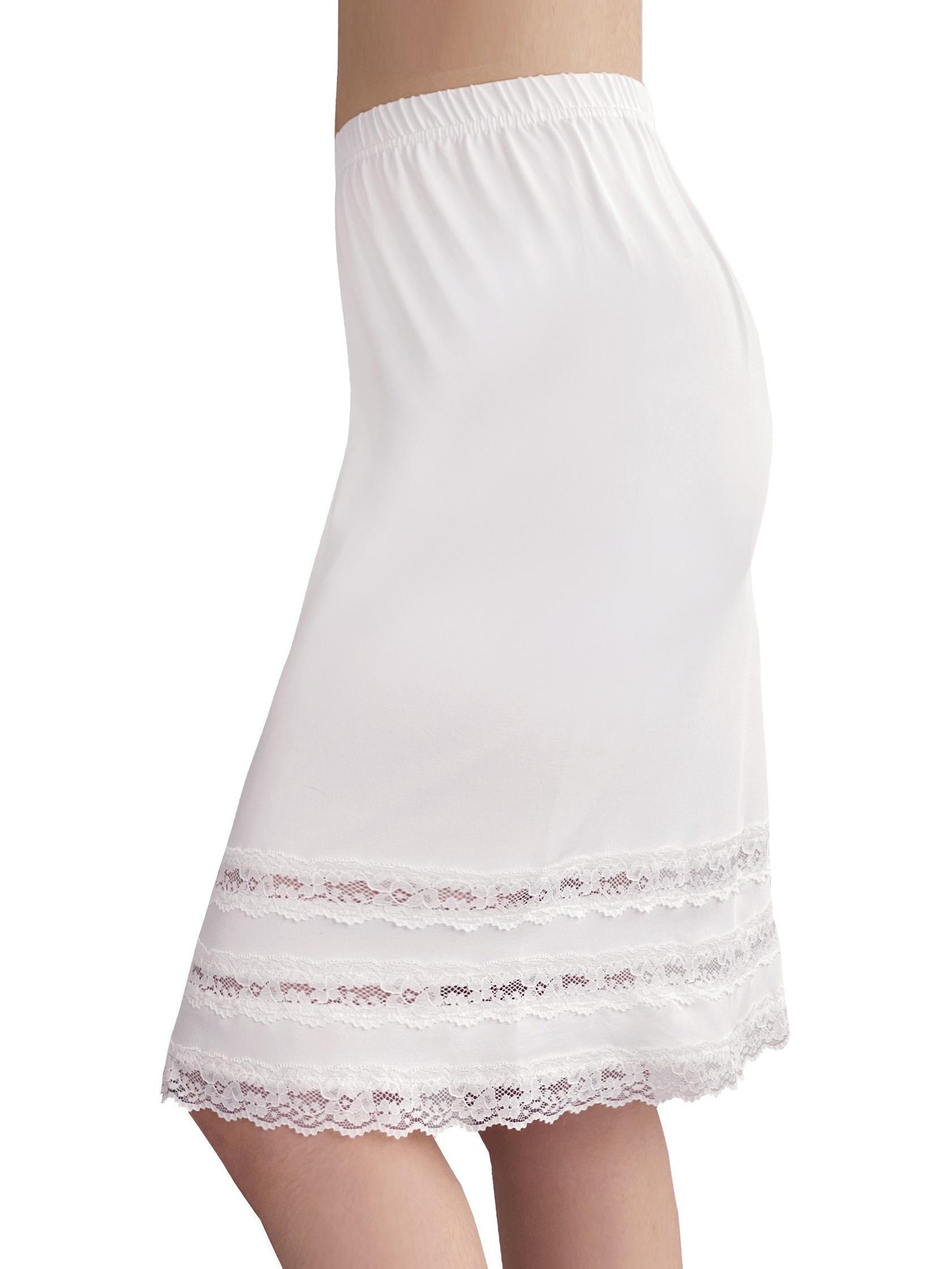 Contrast Lace Solid Skirt Elegant Stretch Petticoat - Temu