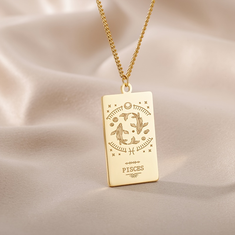 Stainless Steel Tarot Card Pendant Necklace 18k Gold Plated - Temu