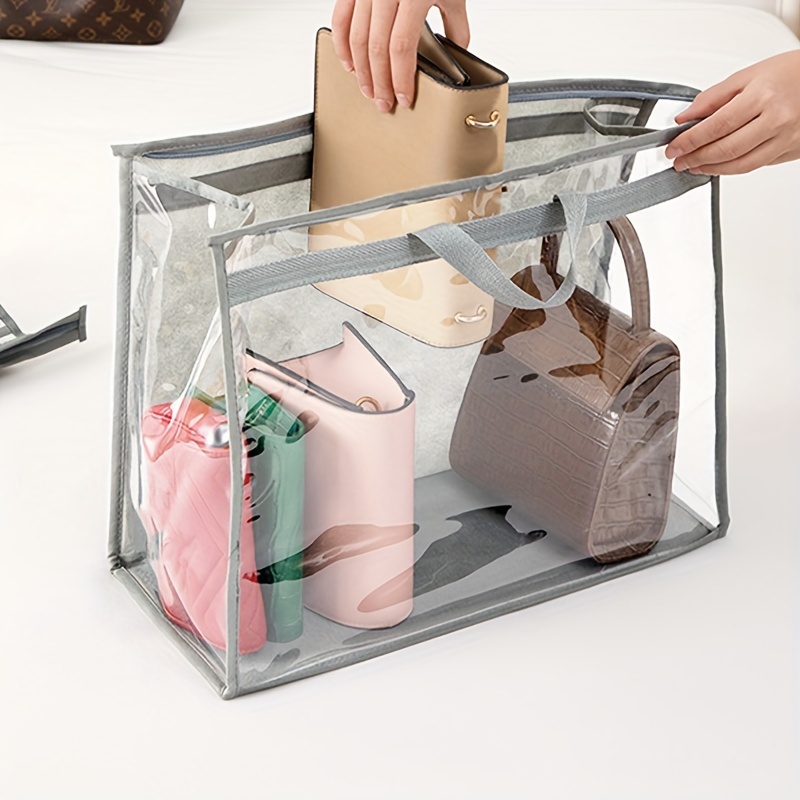  Dust Bags for Purses and Handbags with Lid Snap Hanging Hook,  Transparent Dust Bag for Closet, Purse Protector Bag Black L : Home &  Kitchen