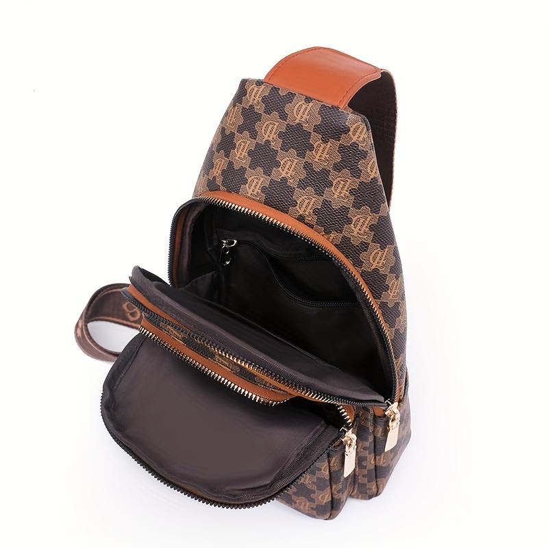 Plaid Pattern Sling Bag, Zipper Front Chest Purse, Pu Leather Crossbody Bag  For Women - Temu Australia