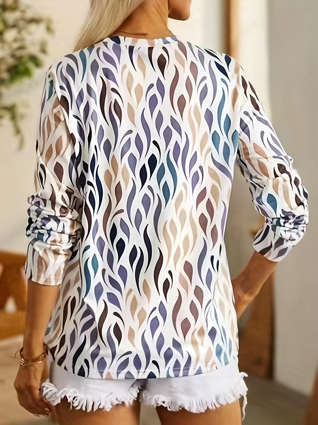 all over print crew neck t shirt casual long sleeve top for fall spring womens clothing mixed colors 1