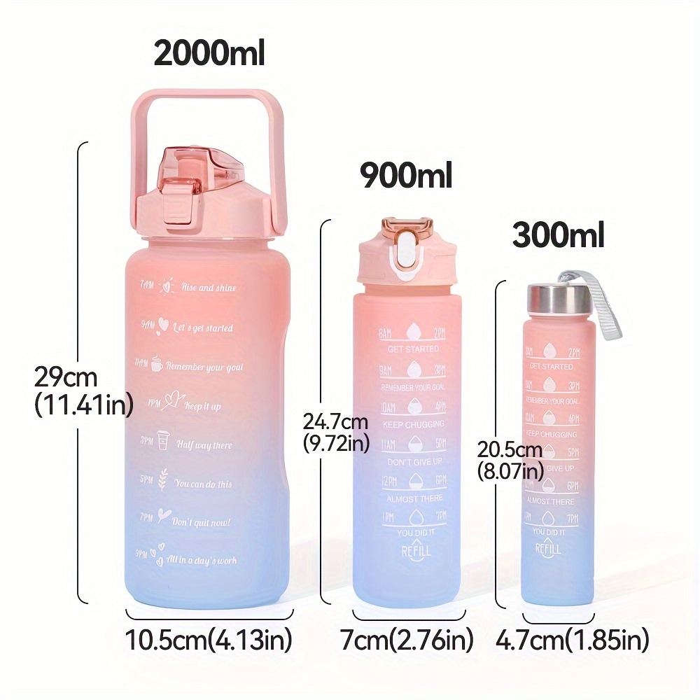 Gradient Water Bottle Set Portable Leakproof Bpa Free - Temu