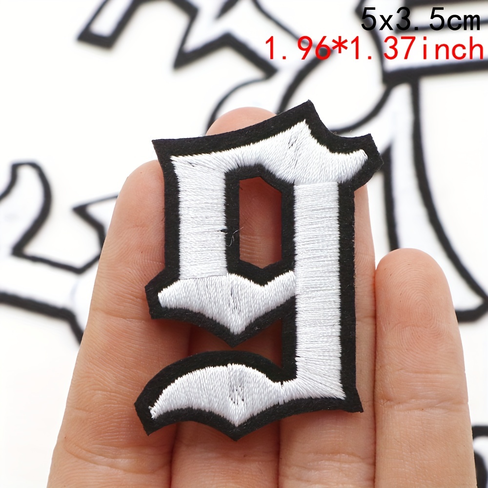 LARGE Silver / White Letter Patch Patches Iron on / Sew on Alphabet  Embroidery Clothes 