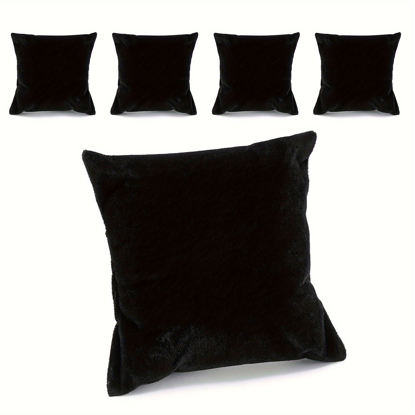 

5pcs Black Velvet Pillows For Watches And Bracelets Jewelry Display Cushions Gift Box Inside Accessories, 3.5x3inch Retail Show Elegant Supplies