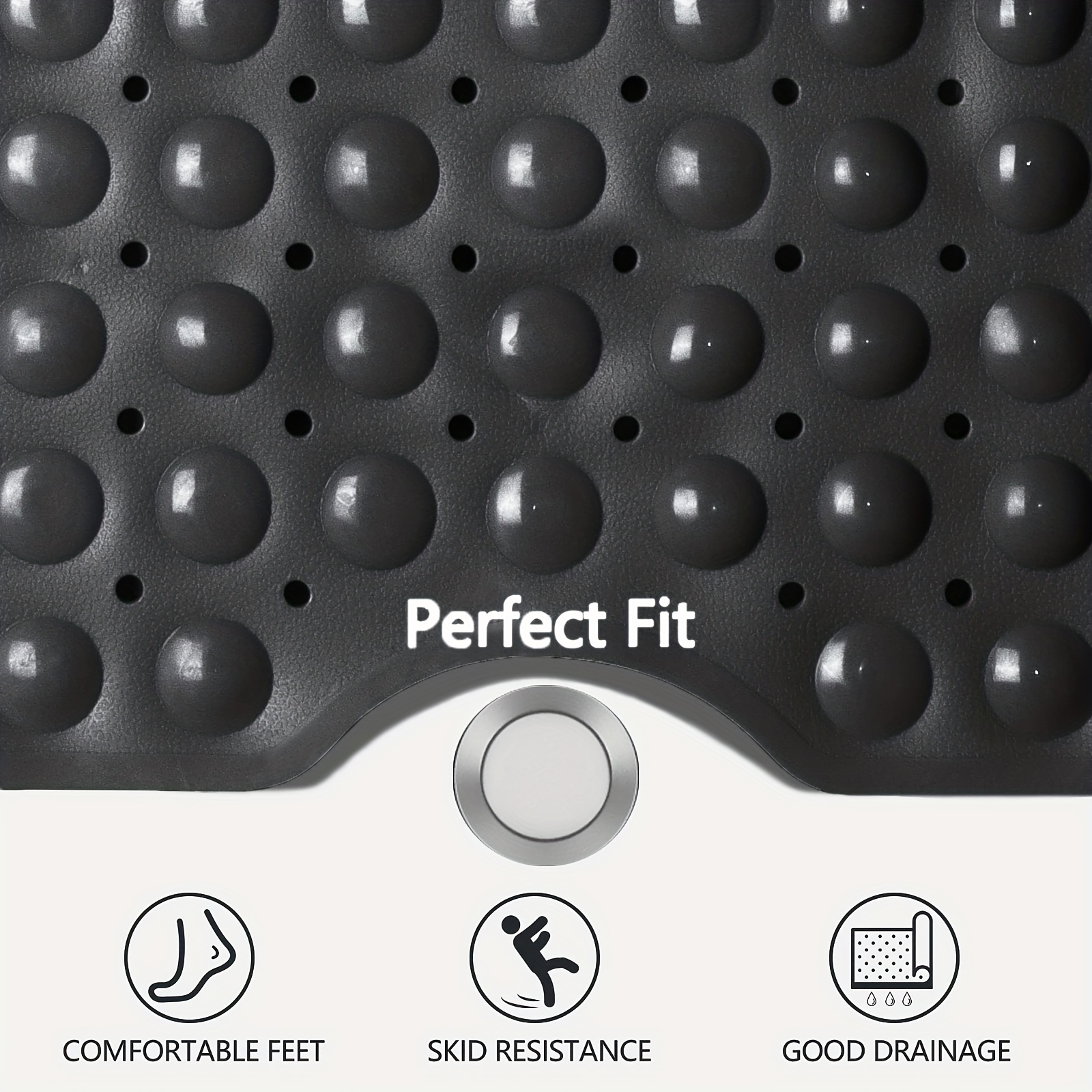 XL Non Slip Bath Tub Shower Mat Suction Cups Washable Drain Holes