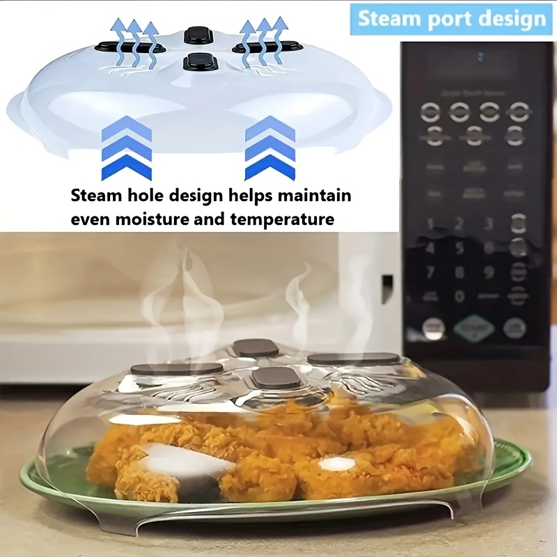 1pc Magnetic Microwave Cover, Anti-Splatter Guard With Steam Vents For  Clean & Organized Cooking, Microwave Cover, Plate Cover, 12*11*3.25in,  Kitchen Gadget For Oven & Food Protection