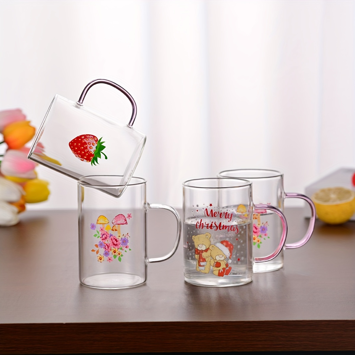 Cup Strawberry Glasses Cups Straw Cute Drinking Water Mug Kawaii
