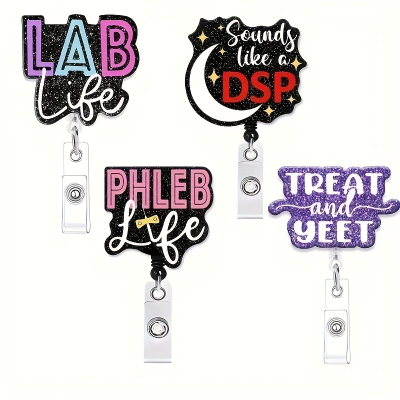 Lab Queen Badge Reel Retractable Laboratory Tech ID Holder Medical