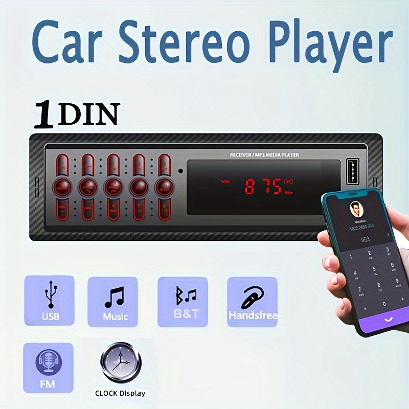 Car Stereo Bluetooth Car Radio - Single Din AM FM Digital Media Receiver -  LCD Display USB AUX SD EQ Subwoofer Quick Charge APP Remote Control