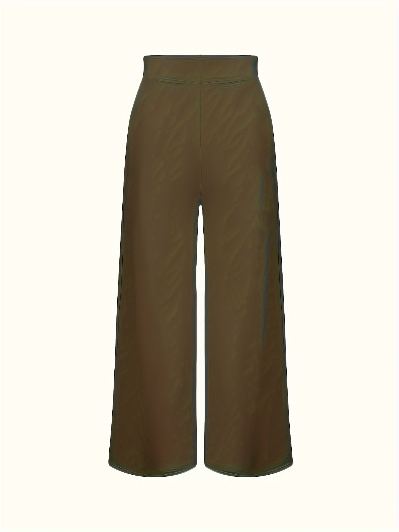 Loose Straight Flare Pants Casual Pocket High Waist Solid - Temu