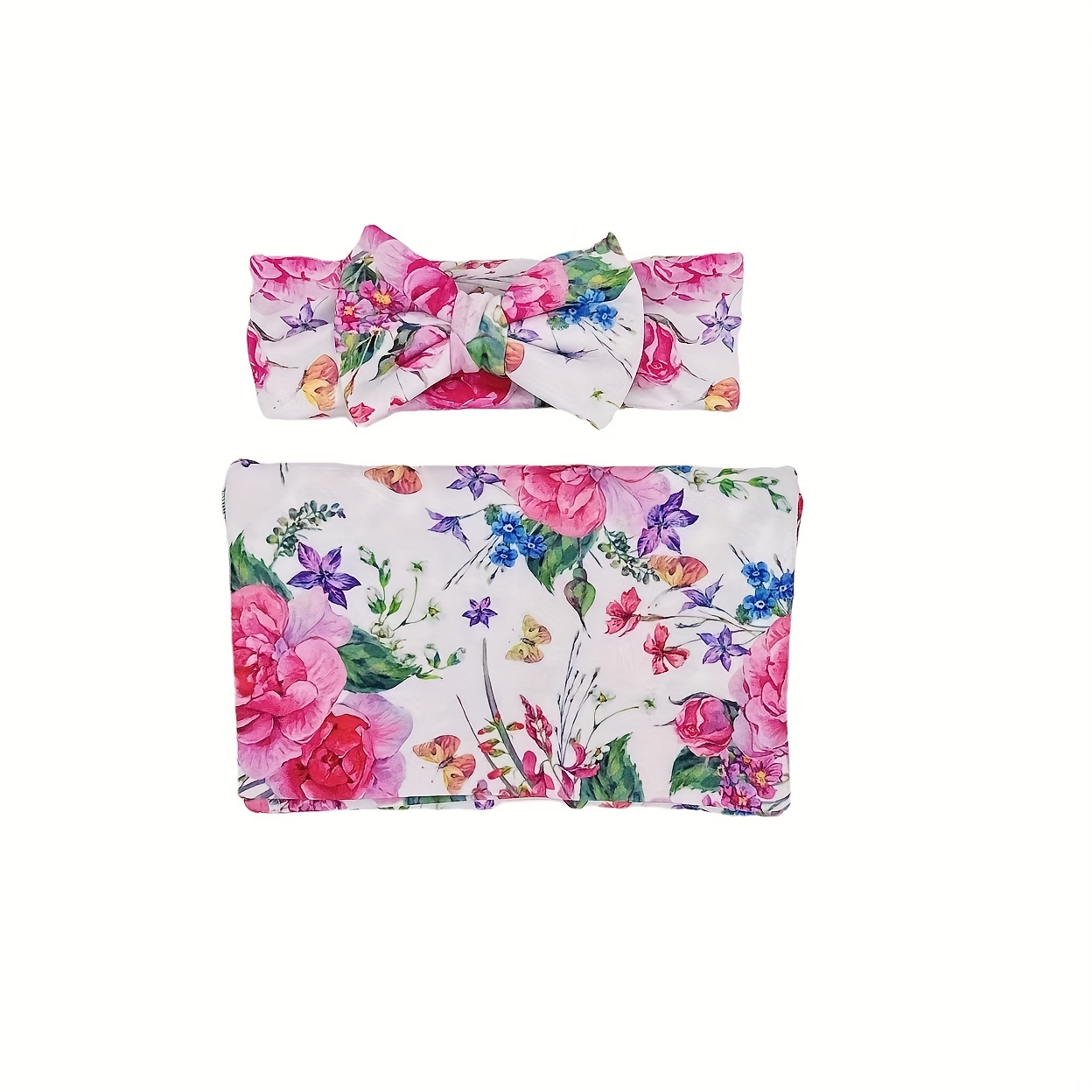 2pcs baby receiving blanket headband set flower print baby swaddle receiving blanket christmas halloween thanksgiving day gift details 9