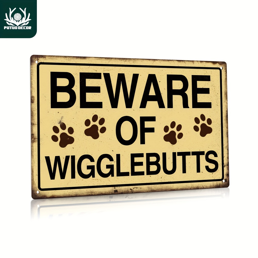 

1pc, Warning Metal Signs, Vintage Tin Plaque Plates Wall Art For Home Garden Yard Farm Decoration, 7.8 X 11.8 Inches, Beware Wigglebutts