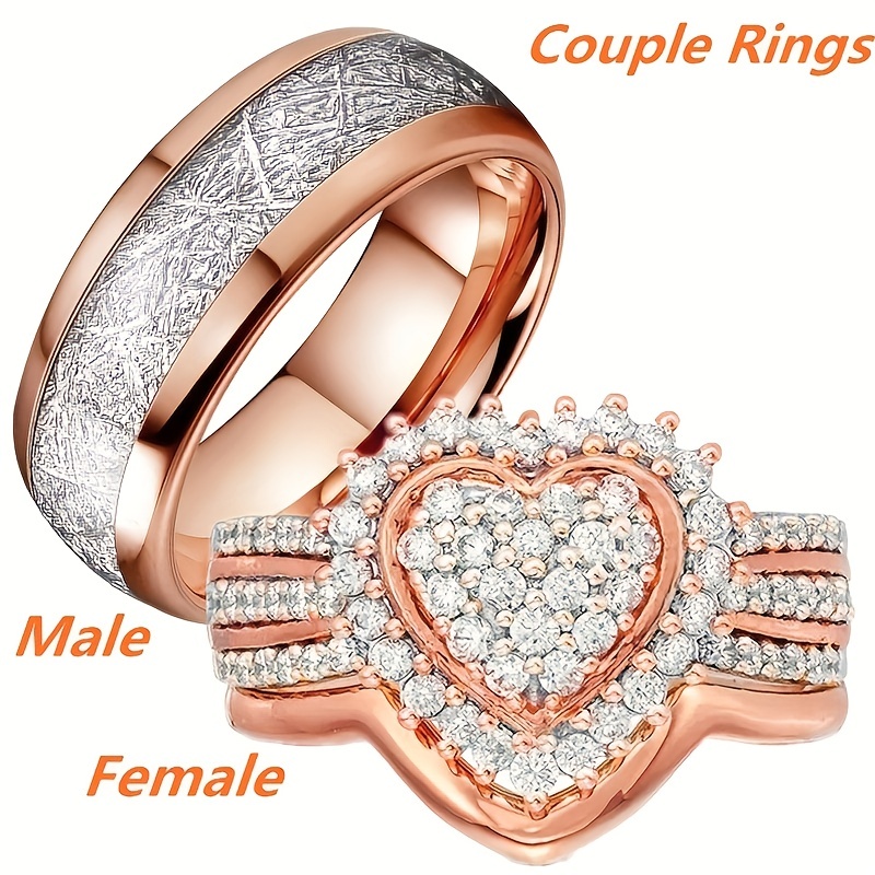 Men's Stainless Steel Rhinestone Heart Ring