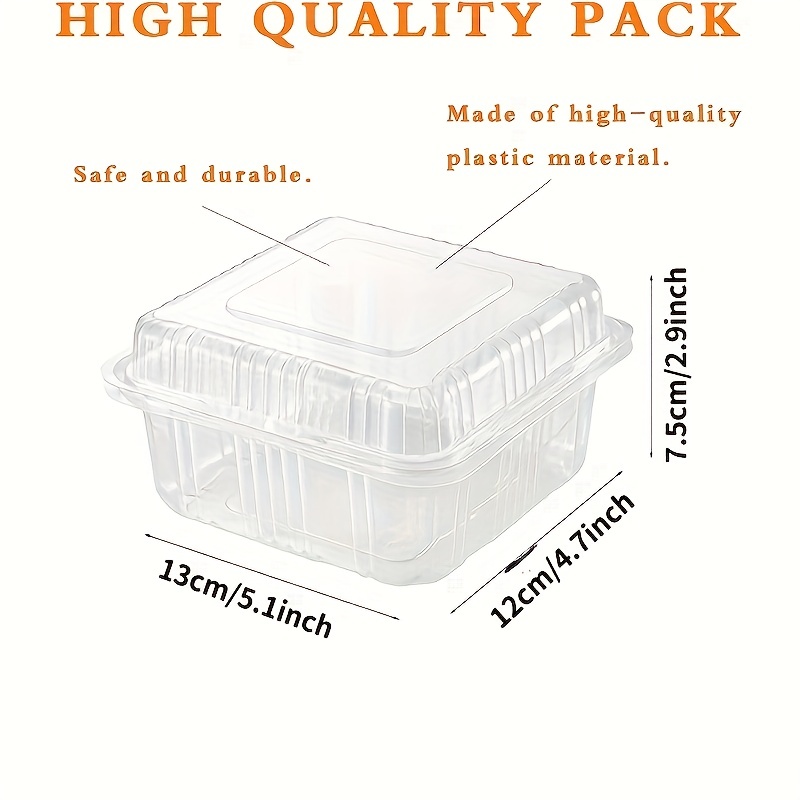 Zezzxu Paquete de 50 recipientes de alimentos con tapa, plástico  transparente con bisagras y tapas, 5.1 x 5.3 x 2.5 pulgadas, cajas  cuadradas