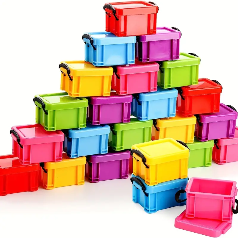 6 Uds. Contenedor De Almacenamiento De Plástico Pequeño De 6 Colores, Mini  Caja De Plástico Con Tapa, Caja De Almacenamiento De Proceso Apilable, Cont