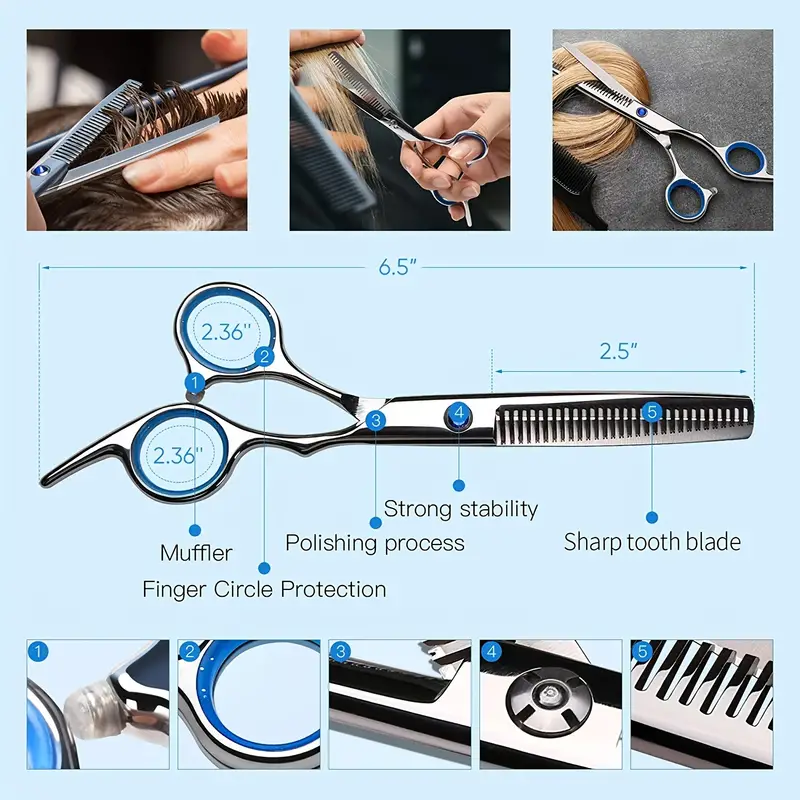 hair thinning scissors hair cutting shears professional barber hairdressing texturizing salon razor edge scissor japanese stainless steel with detachable finger ring 6 5 inch details 6