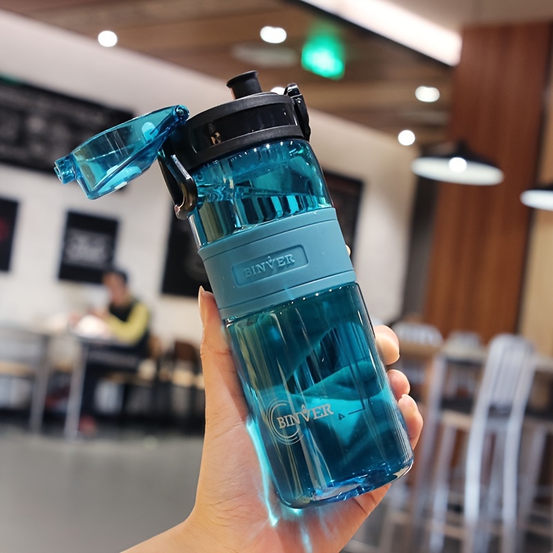 500ml Transparent Glass Water Bottle with Time Scale Large Capacity  Portable Outdoor Sport Gym Student Cup