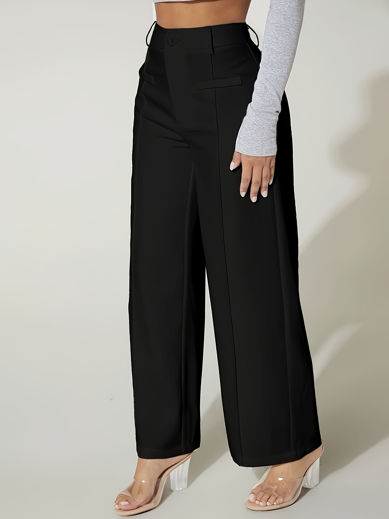 VGH Elegant Formal Pants For Women High Waist Solid Split Temperament  Straight Trousers Female Fashion Style Clothing New 2023