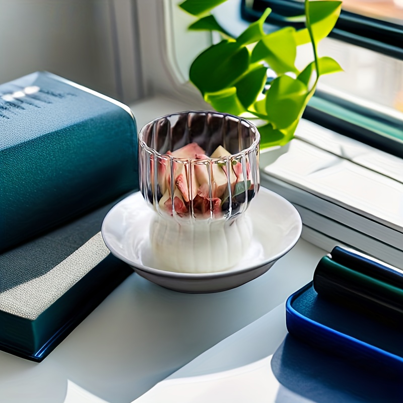 Unique Glass Cup, Vertical Stripes Ice Cream Yogurt Dessert Cup, Footed  Drinking Cup, Stylish Water Cup, Household Glass Cup, Glassware, Drinkware  - Temu
