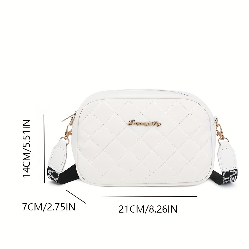 Quilted Solid Shoulder Bag Zipper PU Leather Crossbody Bag