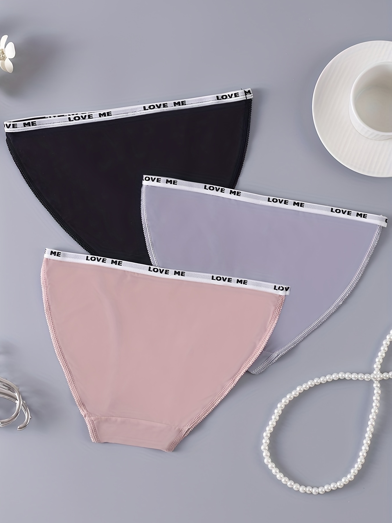 3pcs Letter Tape Seamless Panites, Comfy & Breathable *-* Intimates  Panties, Women's Lingerie & Underwear