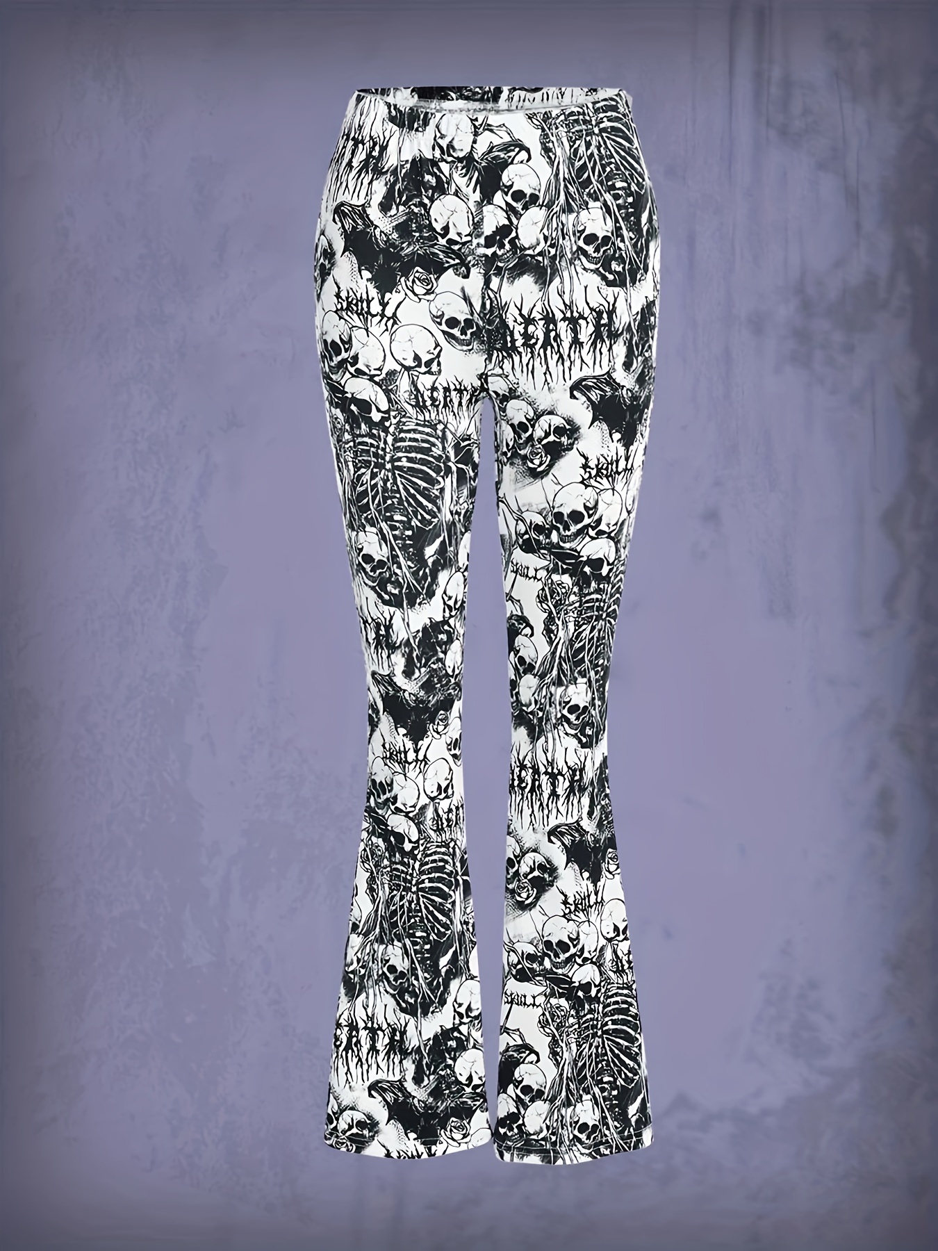 Halloween Skull Graphic Bootcut Yoga Pants High Stretch - Temu Canada
