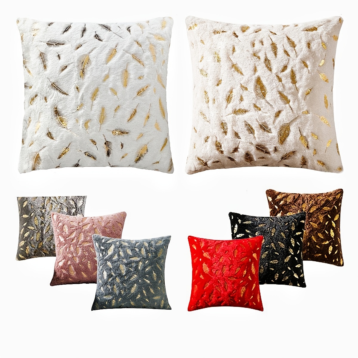 2pcs Solid Fuzzy Cushion Cover Without Filler, Minimalist Flannelette Decorative  Throw Pillow Cover For Home