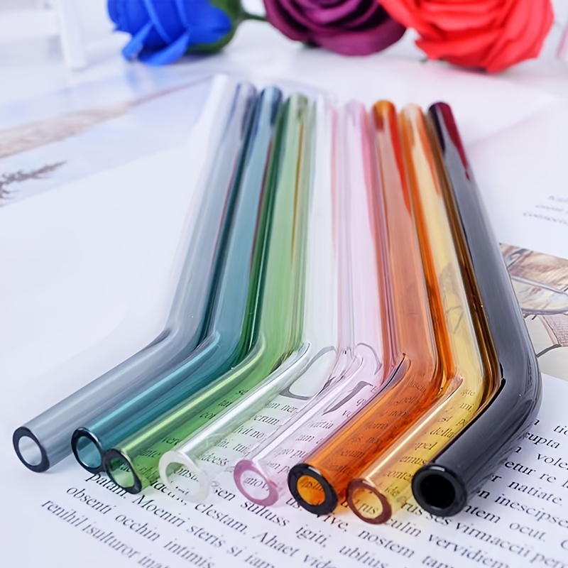 Reusable Colored Glass Drinking Straws, Suitable For Outdoor, Home