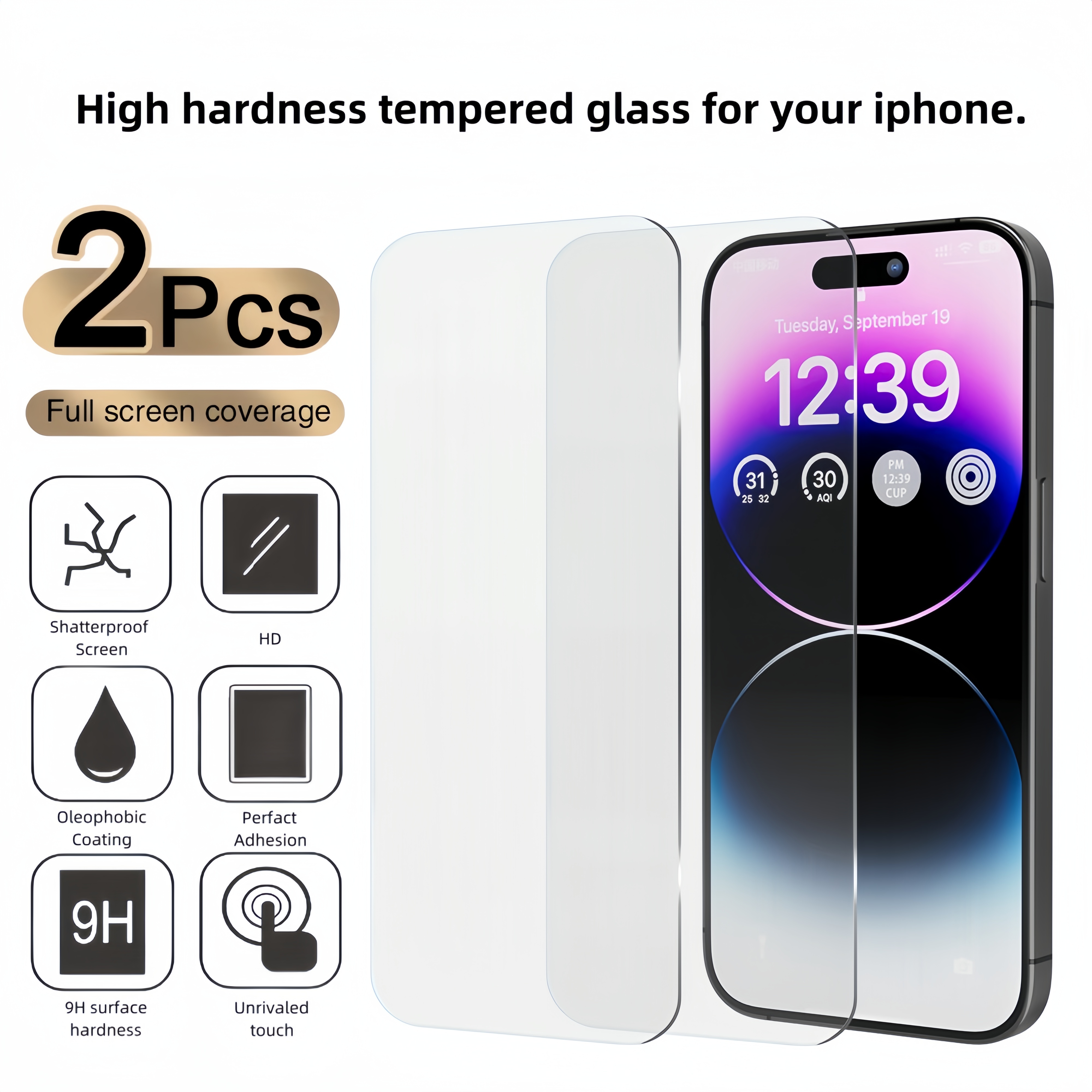 2pcs Hd High Clear Tempered Glass Iphone 15/15 Pro Max/15 - Temu