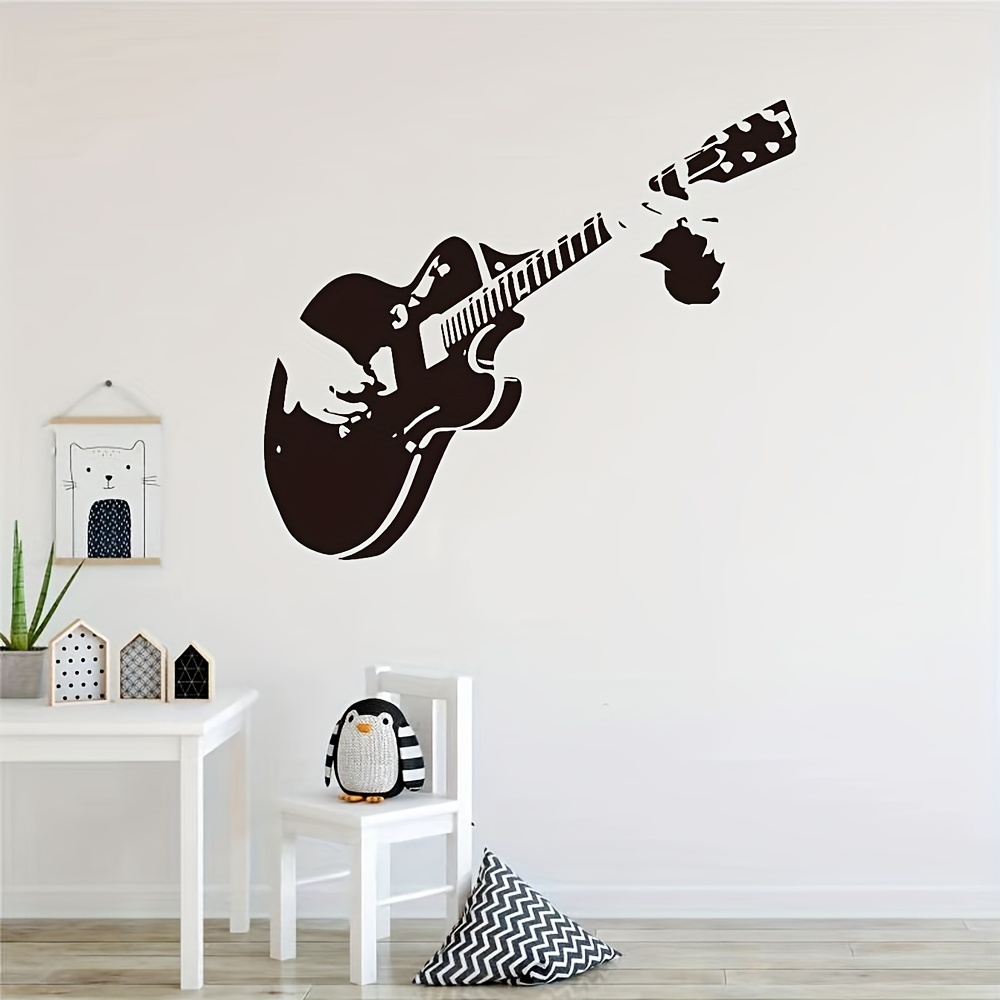 1pc Creative Guitar Music Wall Sticker, Home Decor, Art DIY Vinyl Wall  Stickers For Living Room Decoration, Bedroom Decor Decals Mural