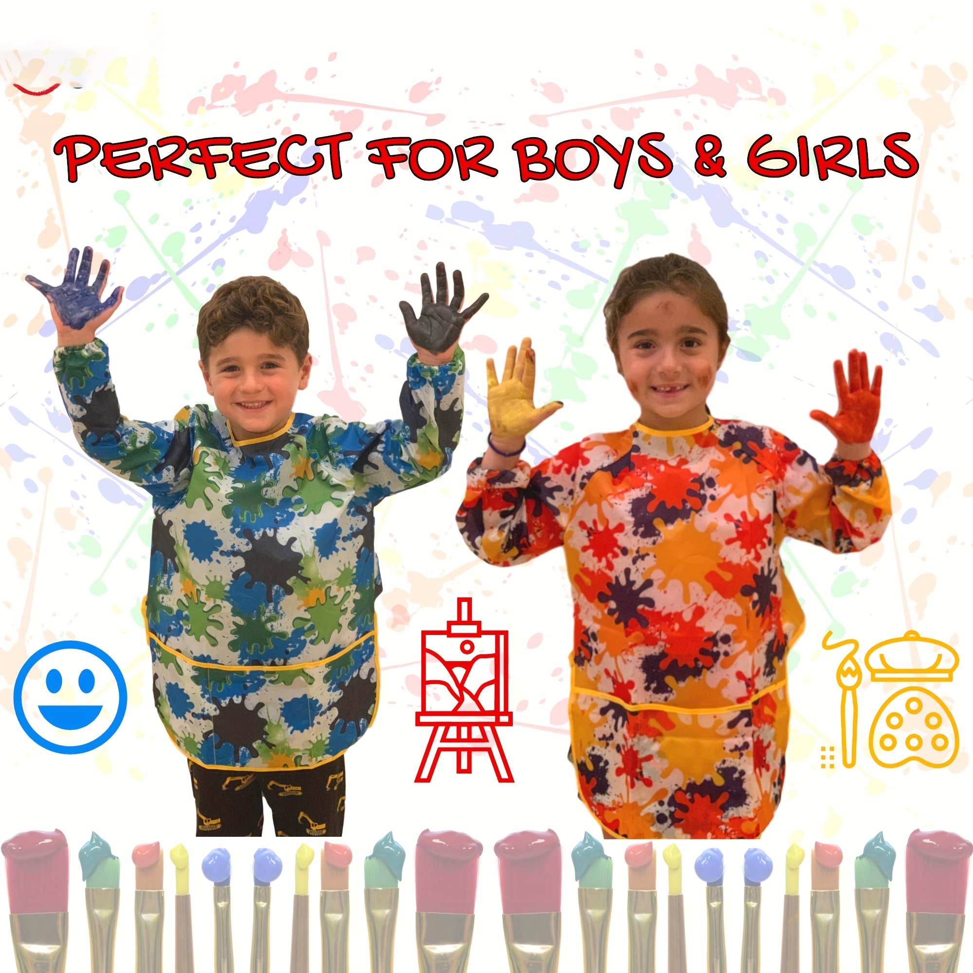 Children's painting apron Waterproof Long Sleeve Toddler Art Smock kids  apron protect clothes stains for school