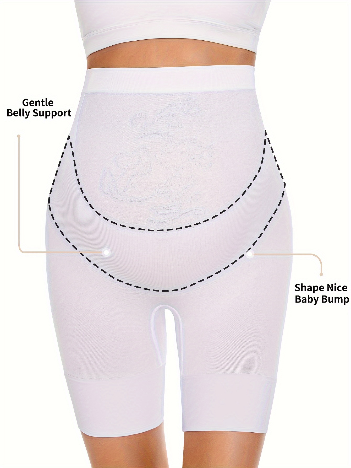 Seamless Maternity Shapewear for Dresses, High Waisted Mid-Thigh Pregnancy  Underwear Over Bump Belly Support