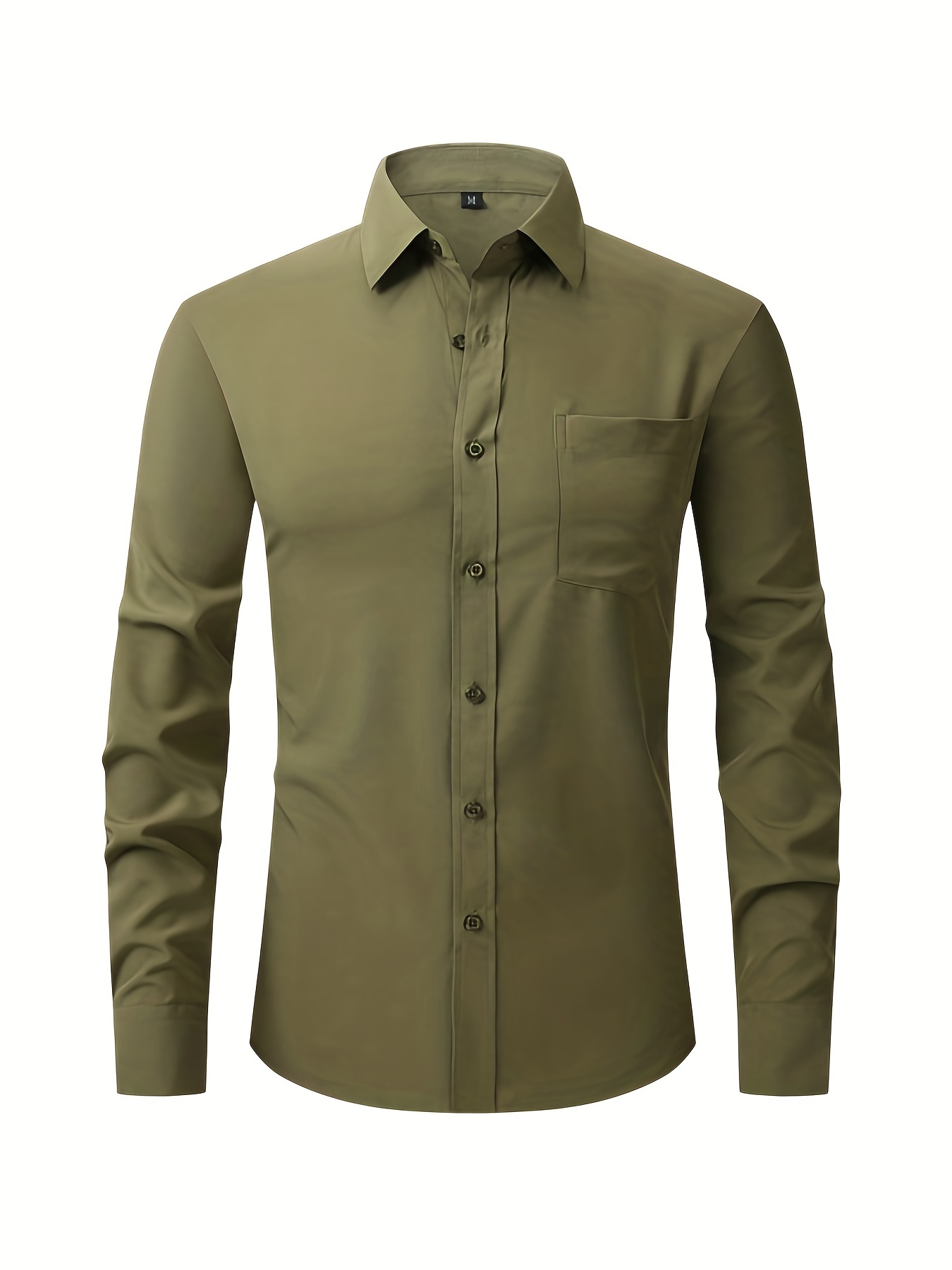 mens elegant turndown collar shirt male clothes with chest pocket for spring and summer business and formal occasions