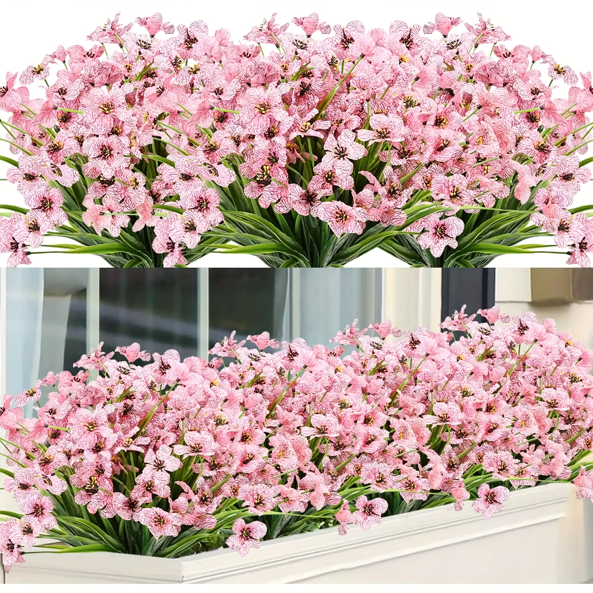 

6pcs Artificial Violet Flowers, Outdoor Uv Resistant No Fade Fake Flowers For Indoor Decoor, Outside Hanging Plants Garden Patio Porch Window Box Home Wedding Farmhouse Decor, Spring Summer Decor