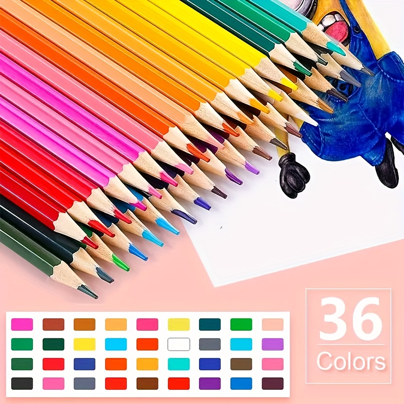 36 pièces/paquet de crayons de couleur Deli avec taille-crayon intégré dans  le capuchon du tube, crayons pré-affûtés aux couleurs vives pour les étudi