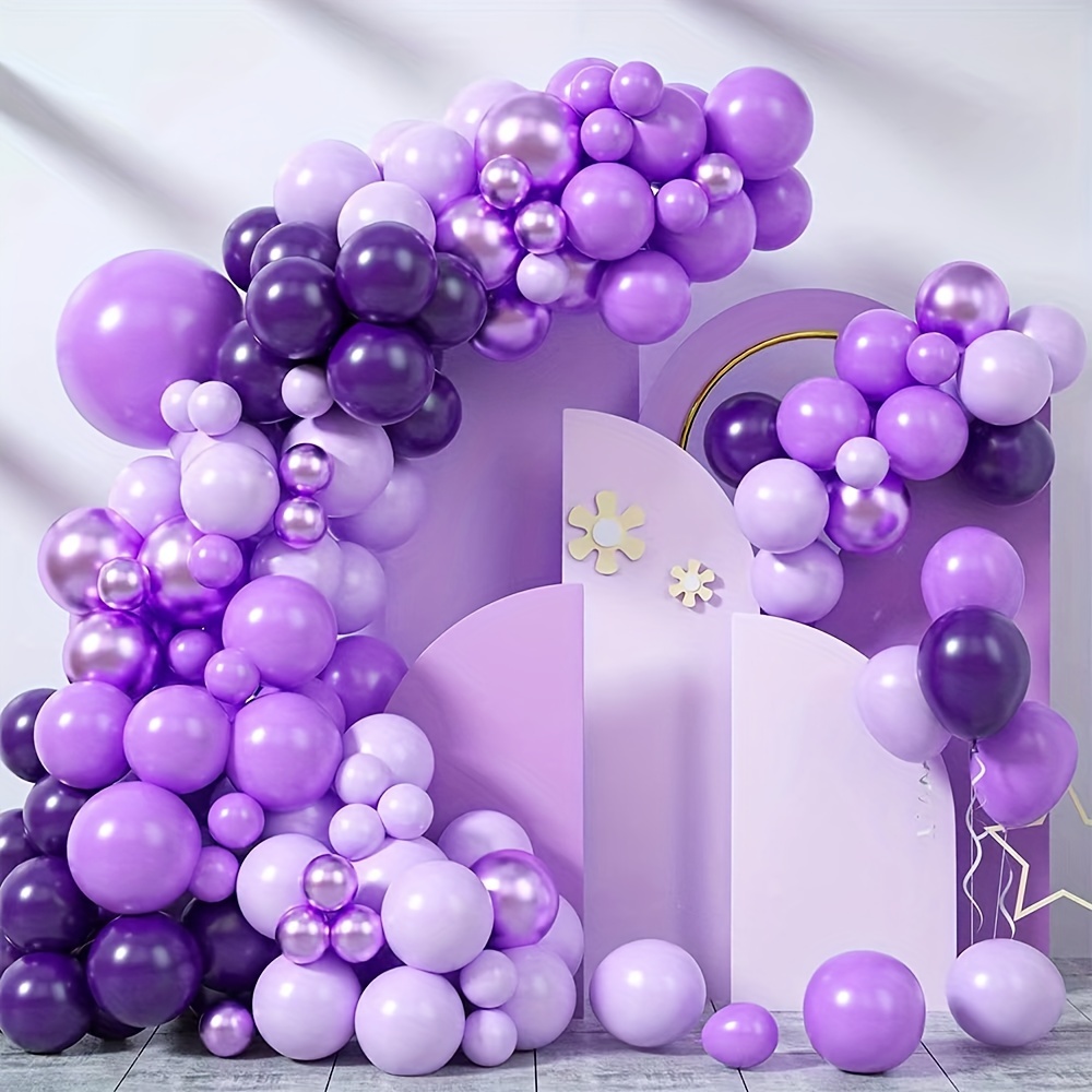 Decoraciones de globos morados de cumpleaños de 40 años, 16 globos de látex  de confeti de cumpleaños de color morado y blanco para mujeres y hombres