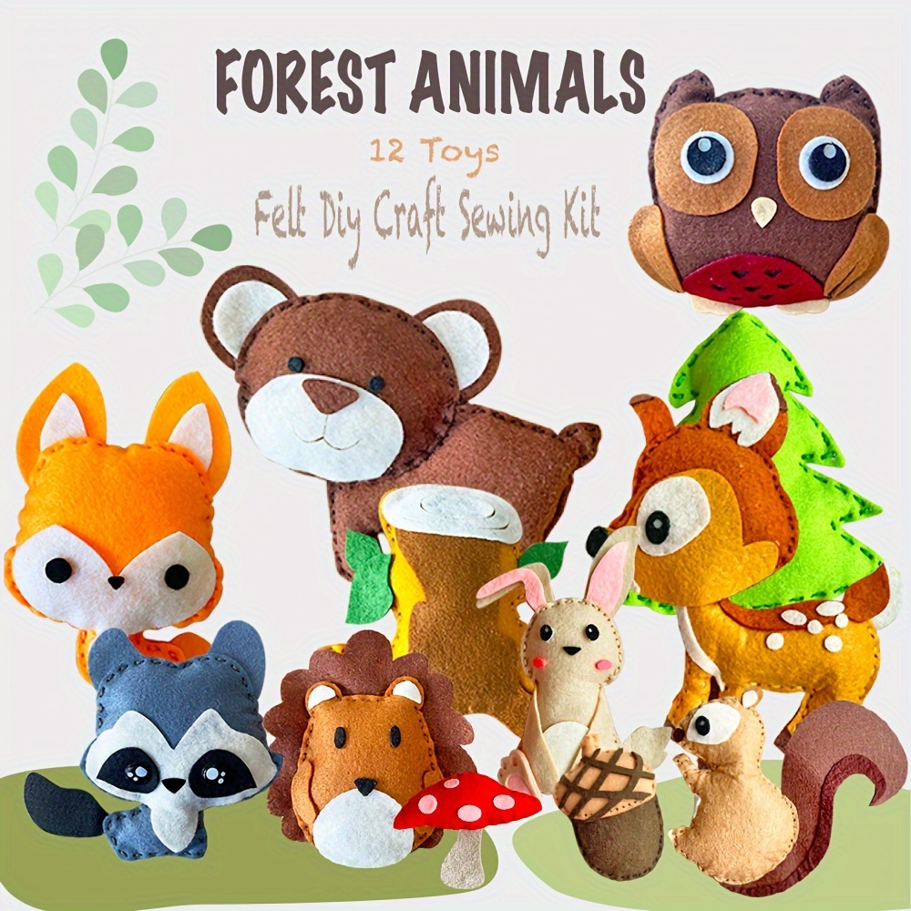 Zoo Felt Animal Sewing Kits Stuffed Animals Set Felt Animals Felt Felt  Plush Ornaments Set for Beginner Girls Boys Teens style B 