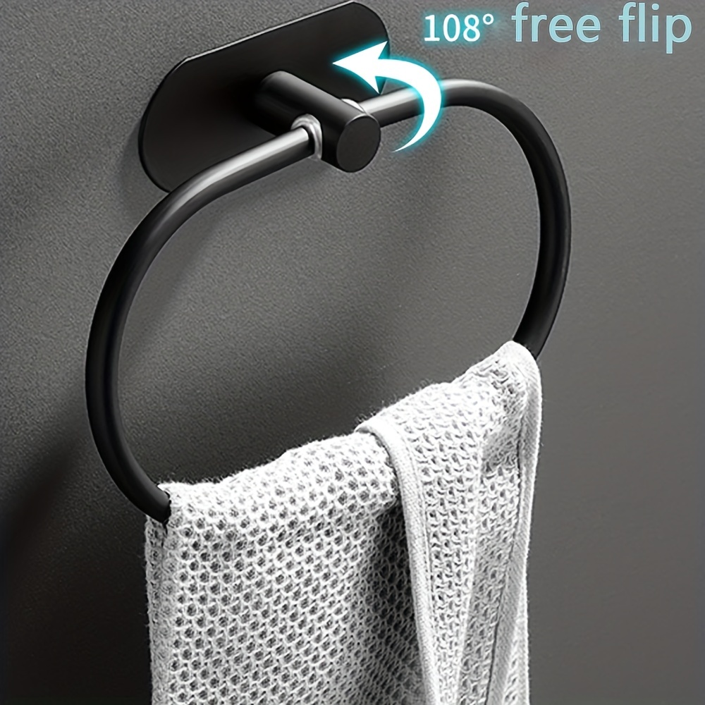 1pc Grey And White Cabinet Towel Holder For Hand Towels And Dishcloths  Without Drilling
