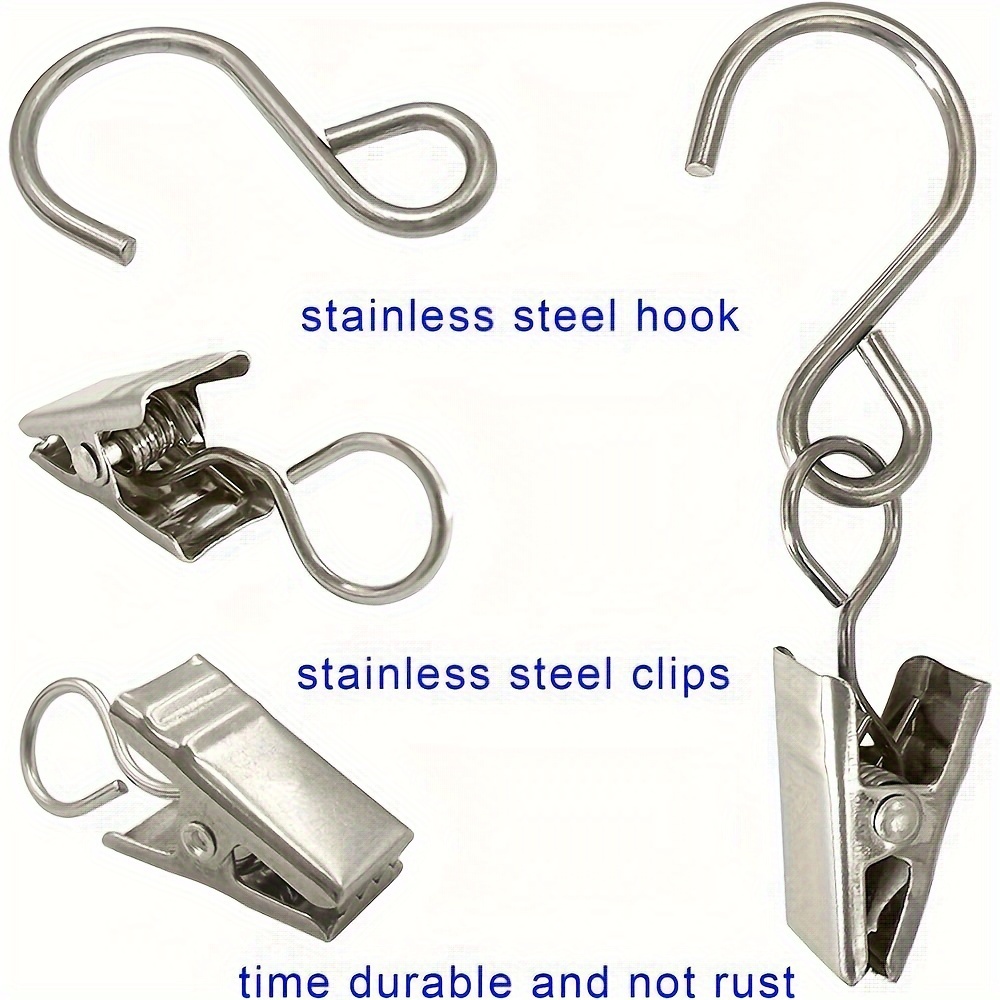 Stainless Steel S Hooks Curtain Clips Hanging Party Lights - Temu