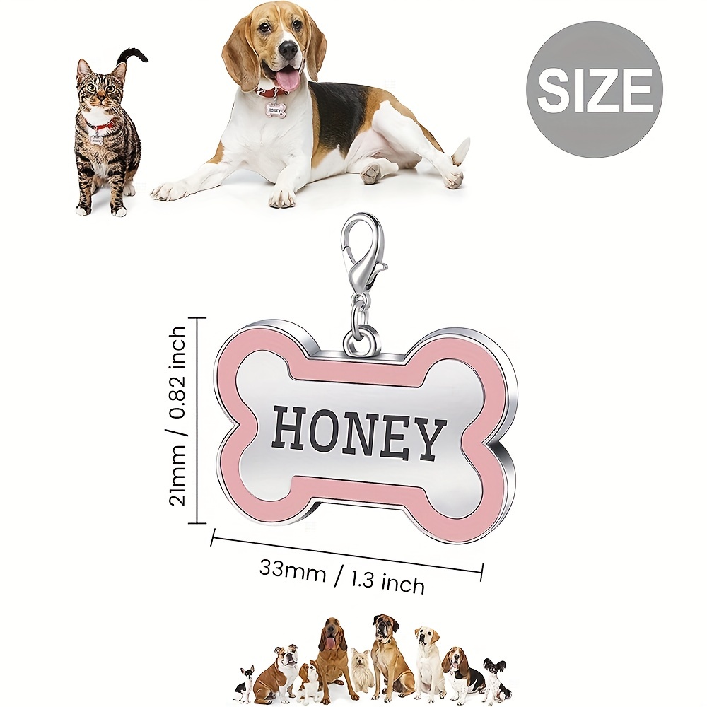 Bone Tag with Paws Personalized Pet Tag – Dog Collar Fancy