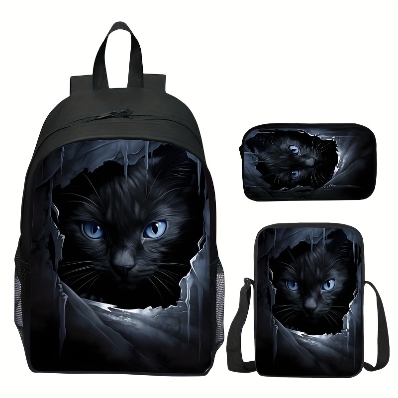 cute 3d cat print backpack preppy college bag Temu United Kingdom