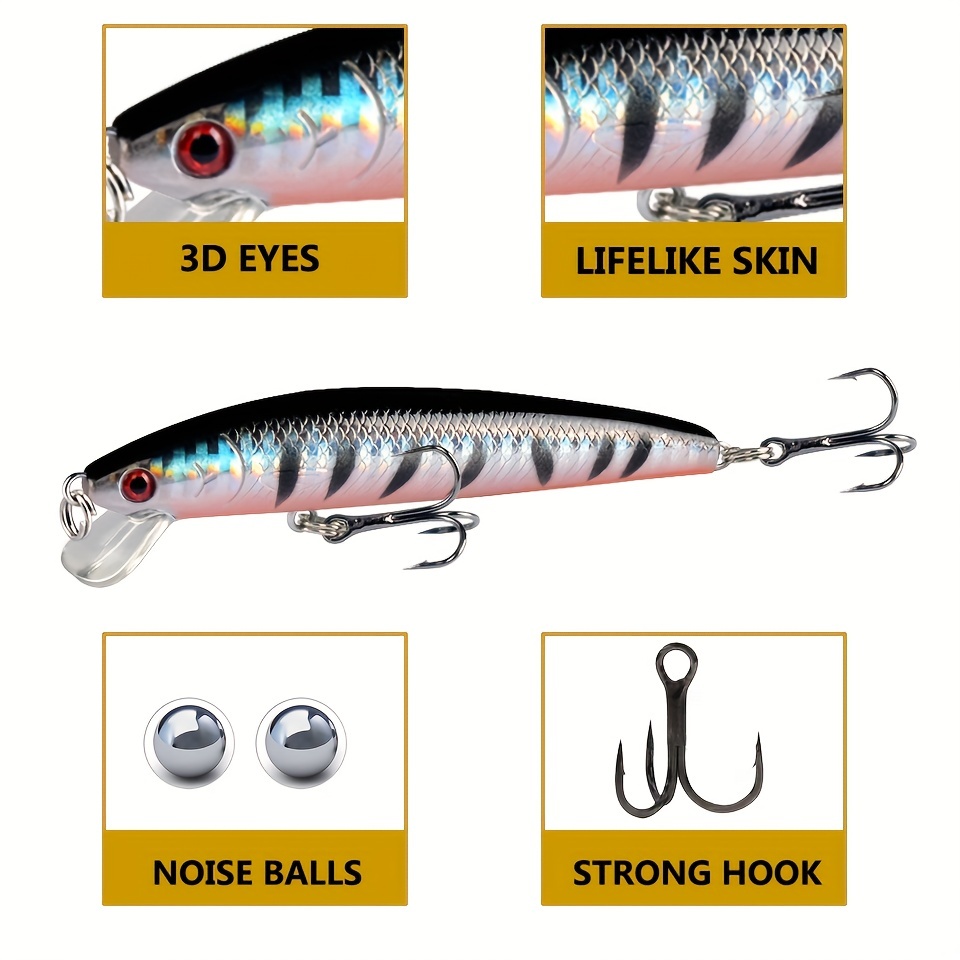8pcs Set of Floating Minnow Fishing Lures - Perfect for Freshwater &  Saltwater Fishing!