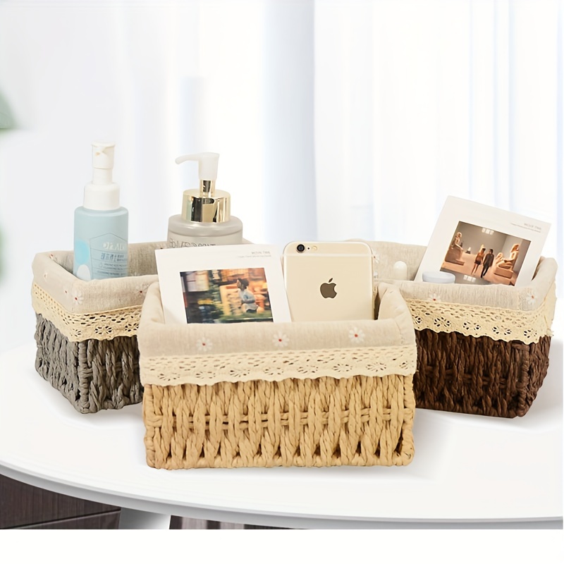 Storage Shelf Organizer Wicker Basket Set