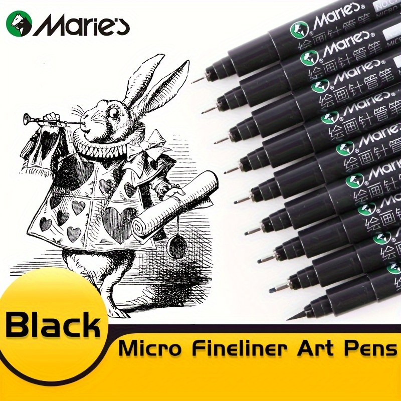 Guangna 12 Size Black Micro-Pen Fineliner Ink Pens, Waterproof Archival Ink  Fine Point Micro Drawing Pens for Art Watercolor, Sketching, Multiliner