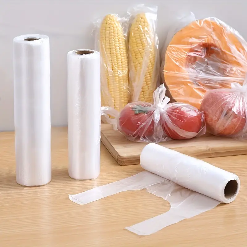 100pcs, Plastic Food Storage Bags, Vest Type Food Preservation Bag,  Refrigerator Roll-up Bag, Household Disposable Food Bag, Thickened Hand  Tear Bag
