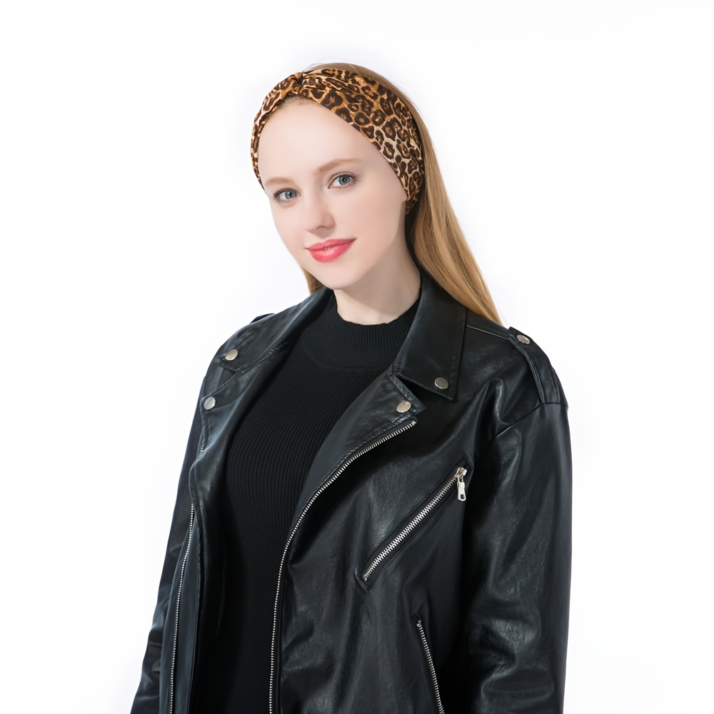 Leopard Print Knot Boho Headbands For Women Wide Sweatbands Hair Accessories