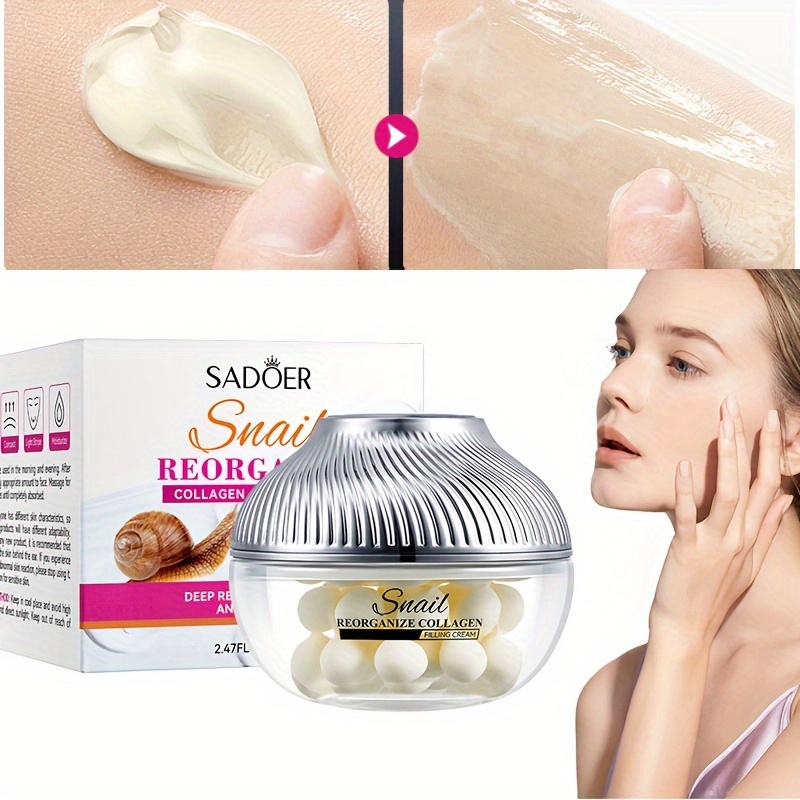 

70g Snail Reorganize Collagen Filling Face Cream, Firming Tightening Cream, Softens, Smoothes And Even Skin Tone, Hydrating Moisturizing Cream For Sensitive Skin, Facial Cream