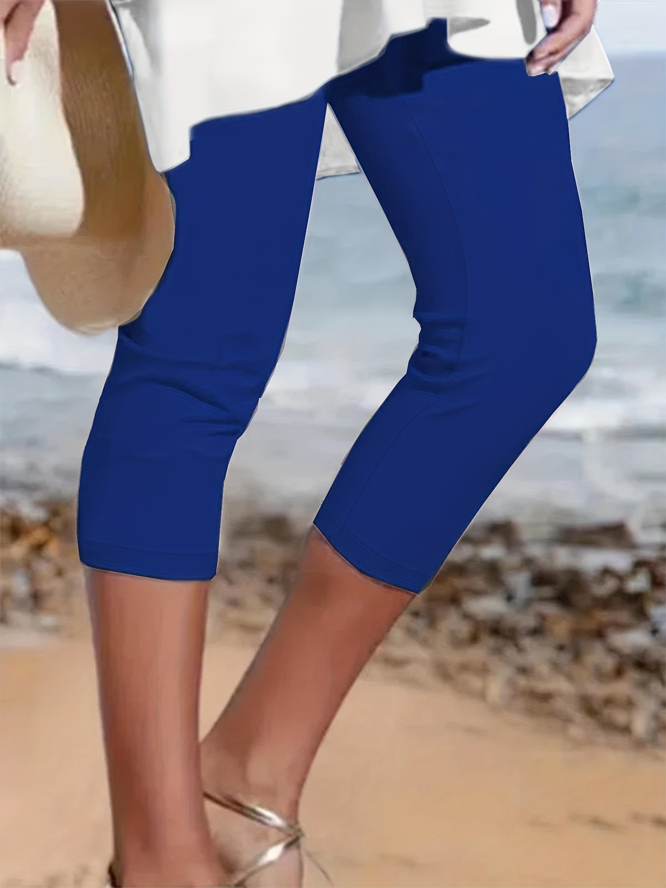 Plus Size Sports Capri Pants Women's Plus Solid High - Temu