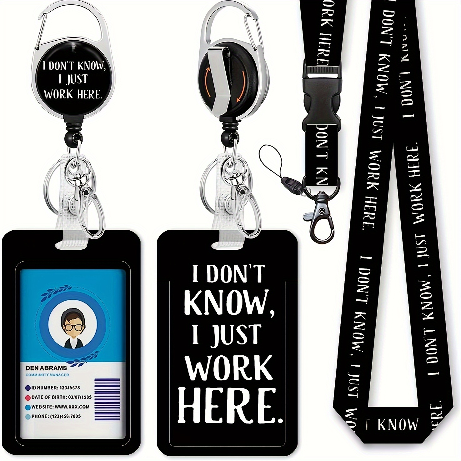 Lanière Collier en Cristal avec Porte-Badge Transparent et  Porte-Clés,Porte-Carte d'Identité Rétractable pour Badge ID,pour Badge